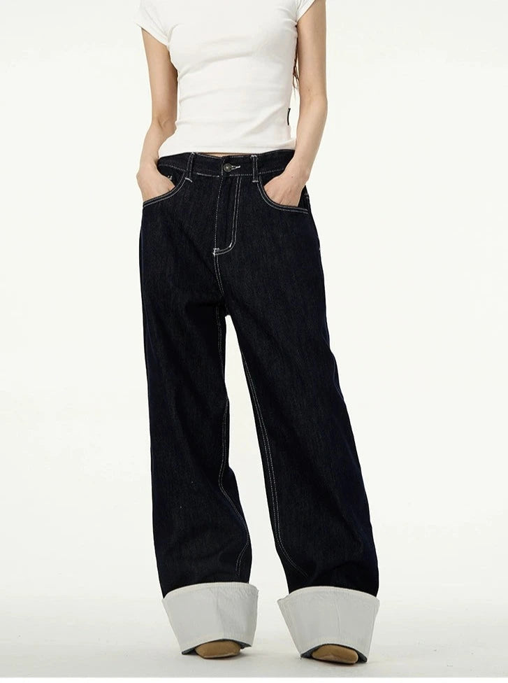 Wide Folded Ends Jeans