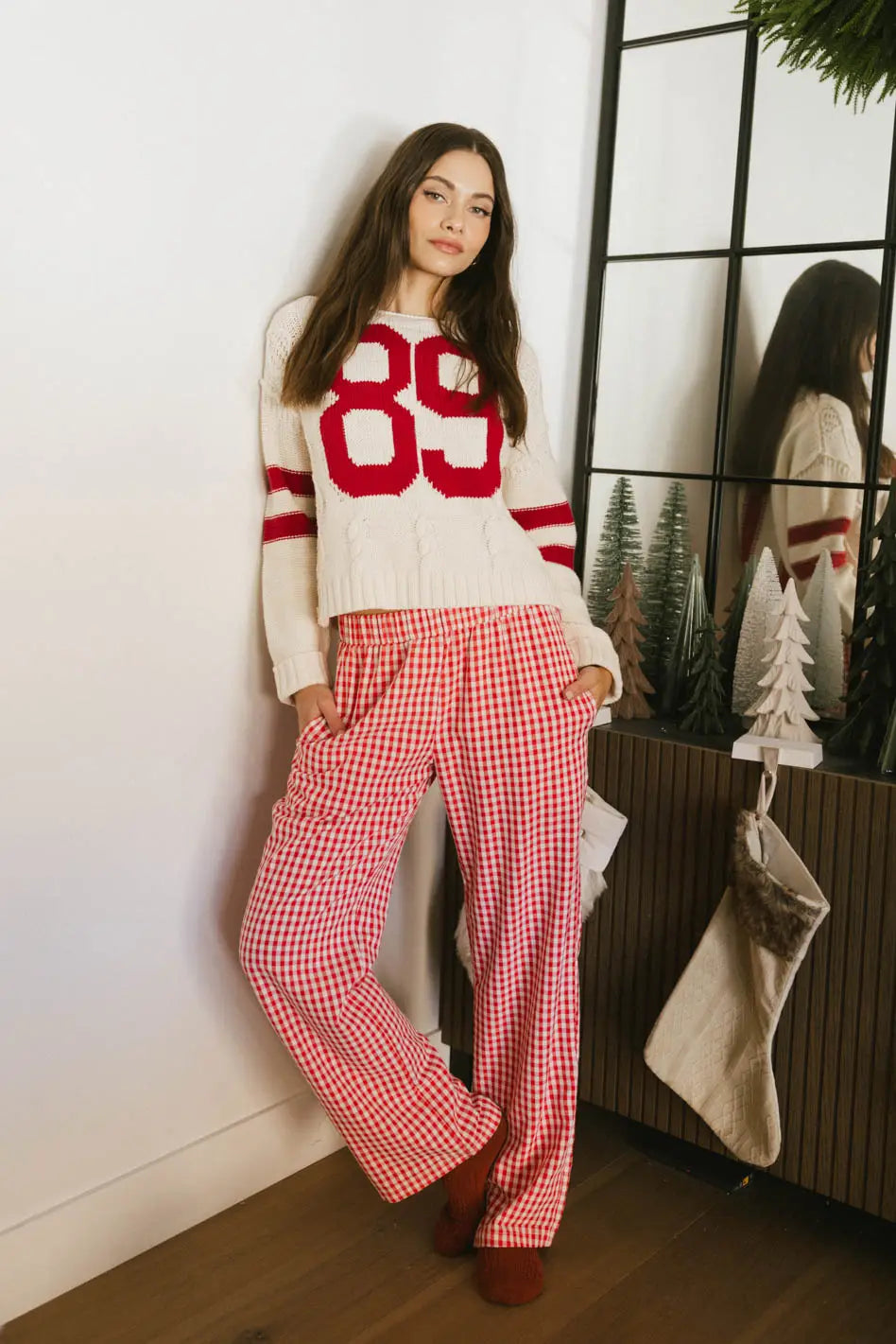 Romero Gingham Pants in Red