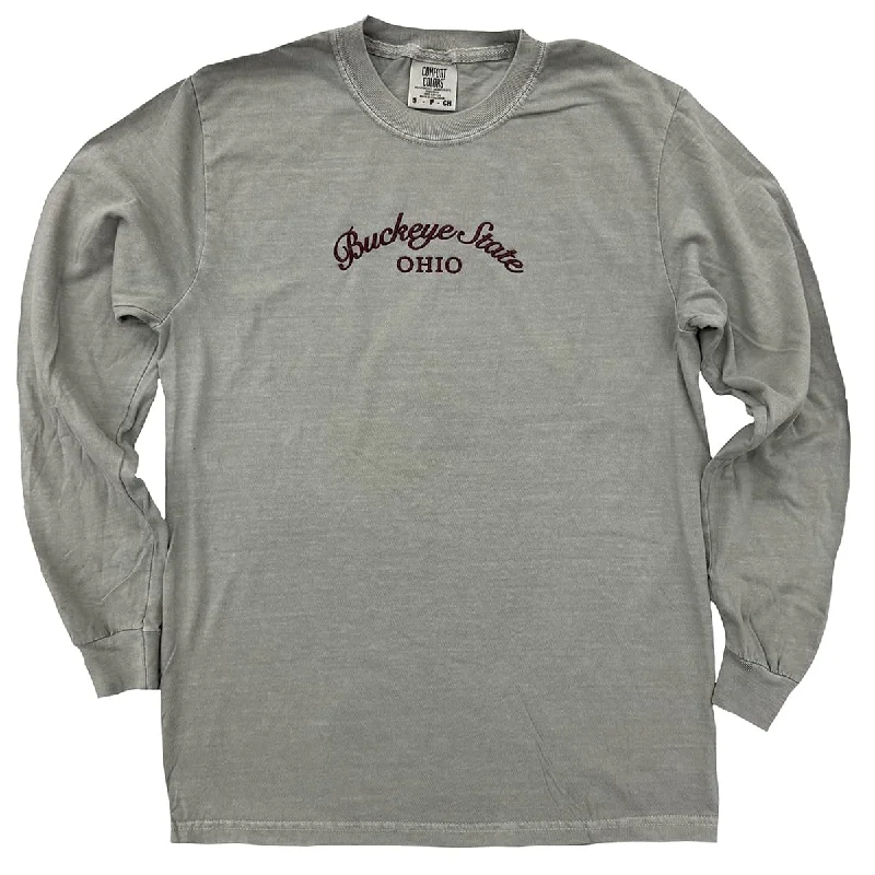 Buckeye State Ohio Embroidered Long Sleeve Cotton Shirt