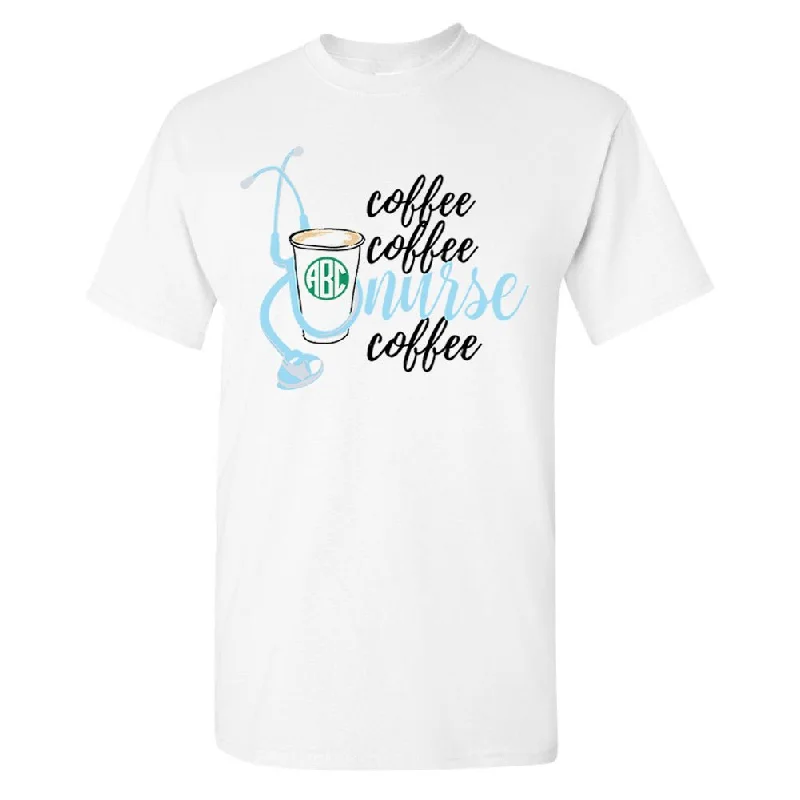 Monogrammed 'Coffee & Nurse' Basic T-Shirt