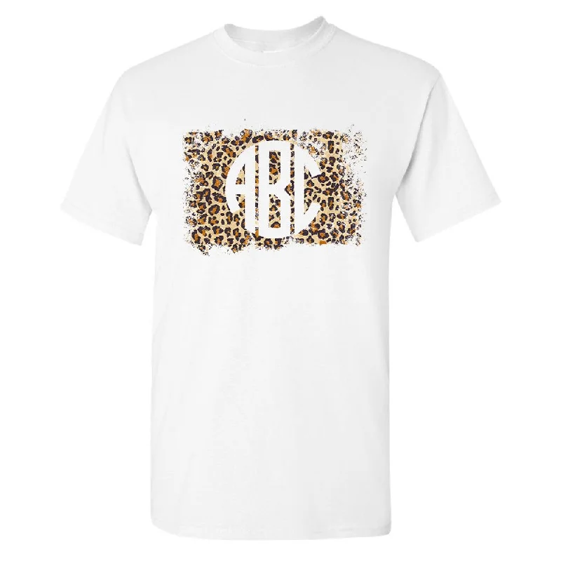 Monogrammed 'Distressed Leopard' Basic T-Shirt