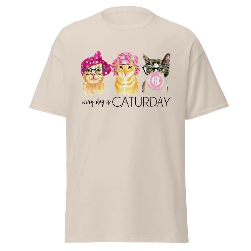 Monogrammed 'Every Day Is Caturday' Basic T-Shirt