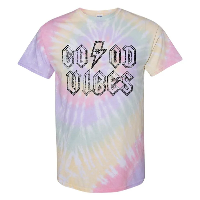 Monogrammed 'Tie Dye Good Vibes' T-Shirt