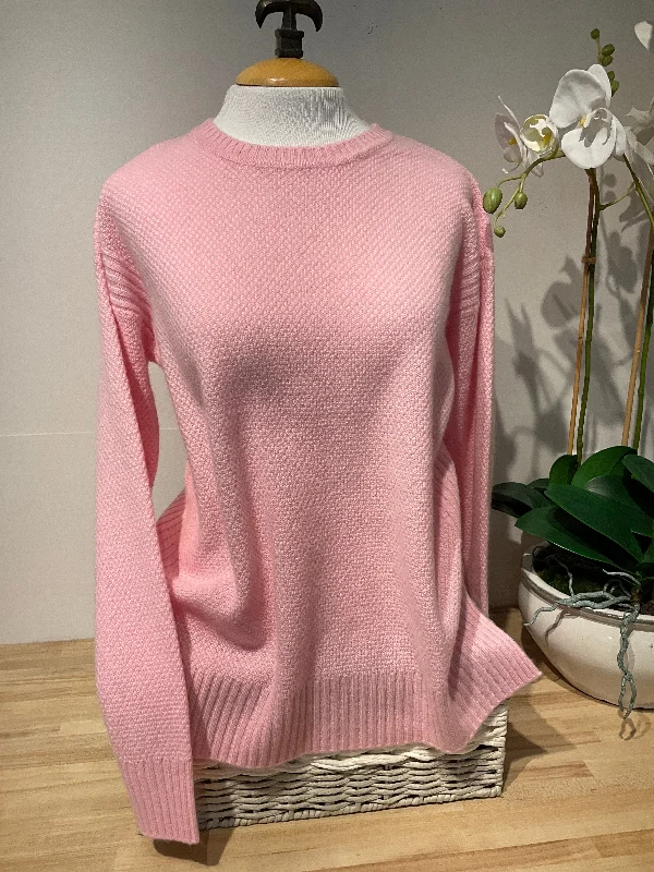 Pure Amici Blush Waffel Crew Neck 100% Cashmere Sweater