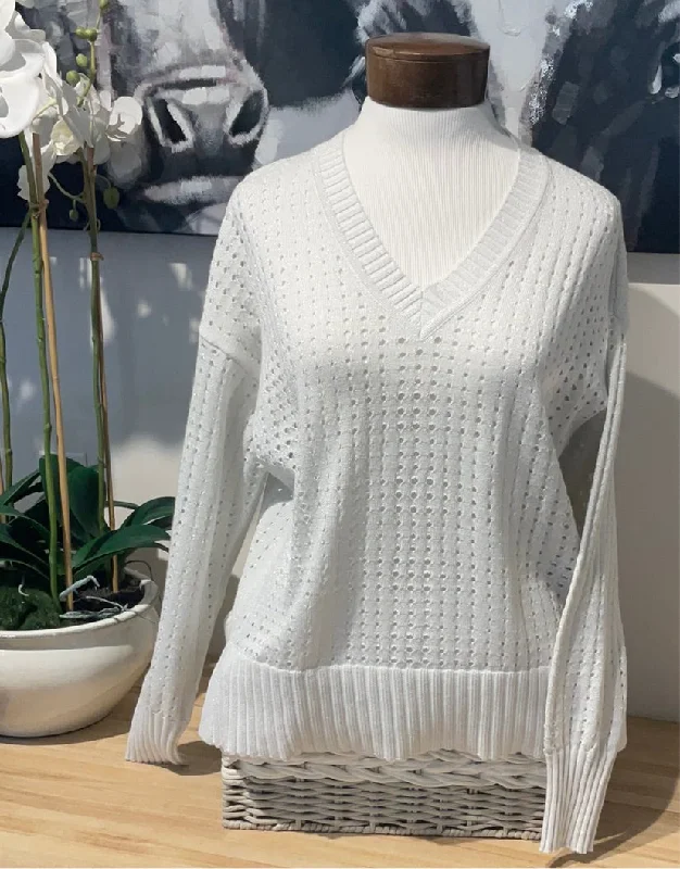 Pure Amici White V Neck Sweater