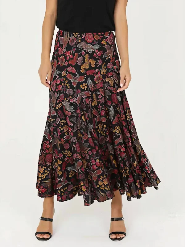 Madrigal Maxi Skirt In Black Multi