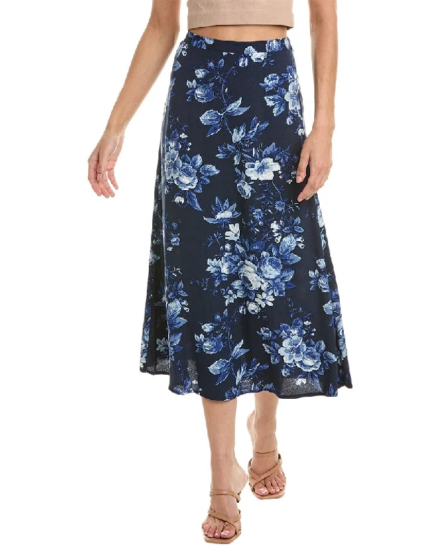 T Tahari Printed A-Line Midi Skirt