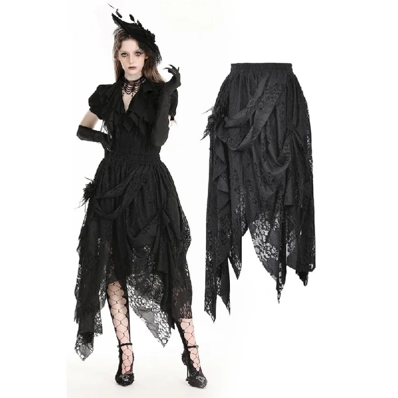 Women's Gothic Irregular Distressed Lace Skirt