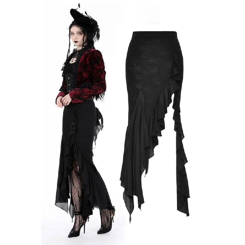 Women's Gothic Side Slit Ruffled Fishtail Skirt