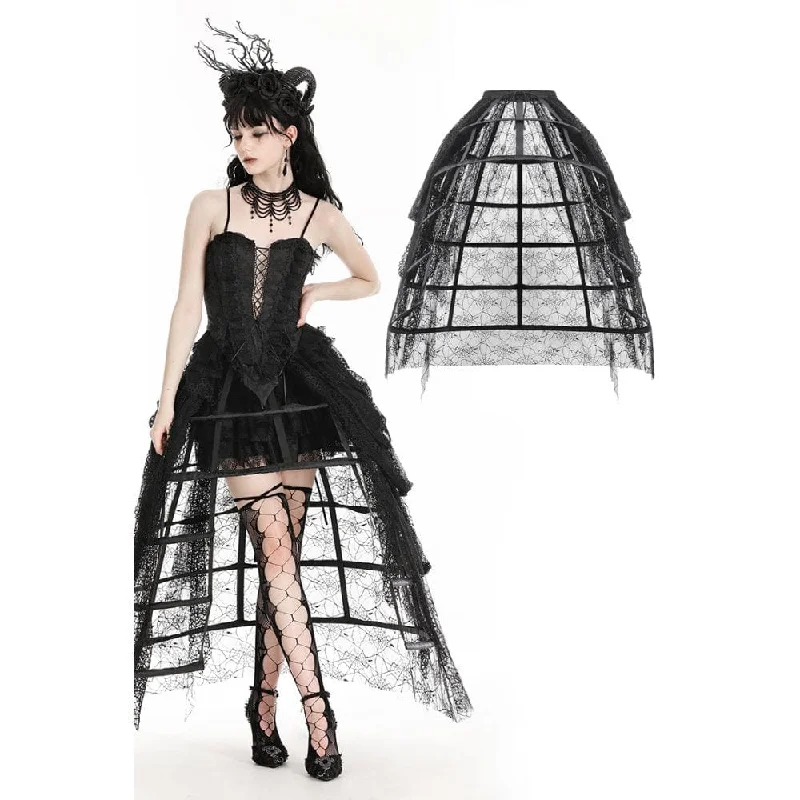 Women's Gothic Spider Web Lace Skirt with Petticoat