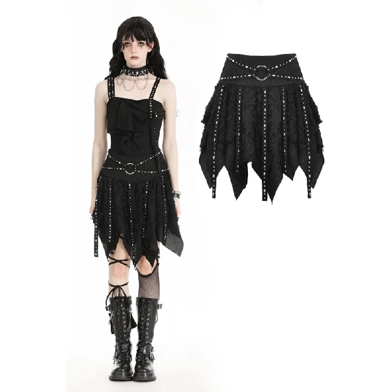 Women's Punk Irregular Ripped Strap Skirt