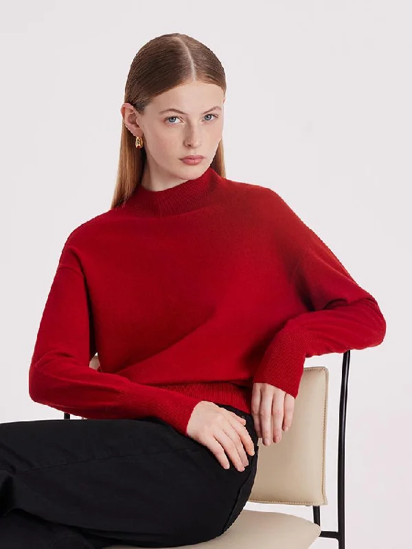 Pure Wool Mock Neck Women Sweater