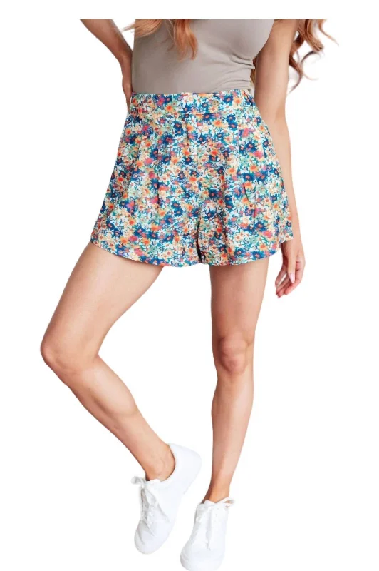 Drop Of Golden Sun Floral Shorts In Blue