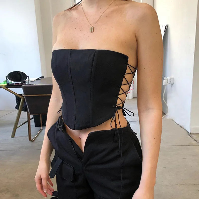 Off Shoulder Bustier Crop Top