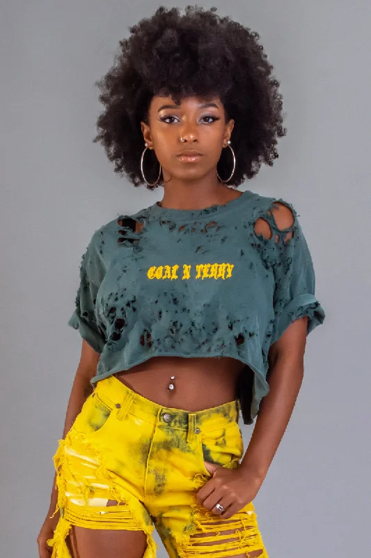 GREEN N YELLOW MINI MEDI CROP TEE - DIS