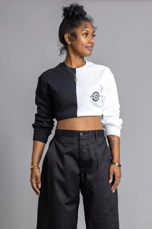 WHITE N BLK 2TONE KILLING IT CROP CREW