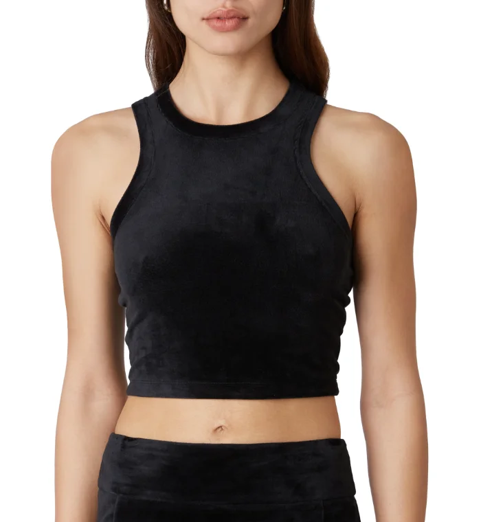 Black Velour Racerback Top by NIA