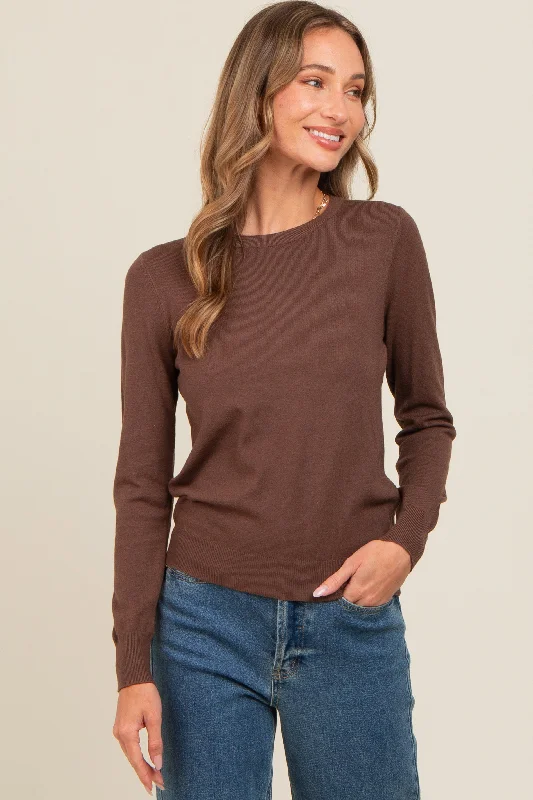 Brown Basic Soft Knit Sweater