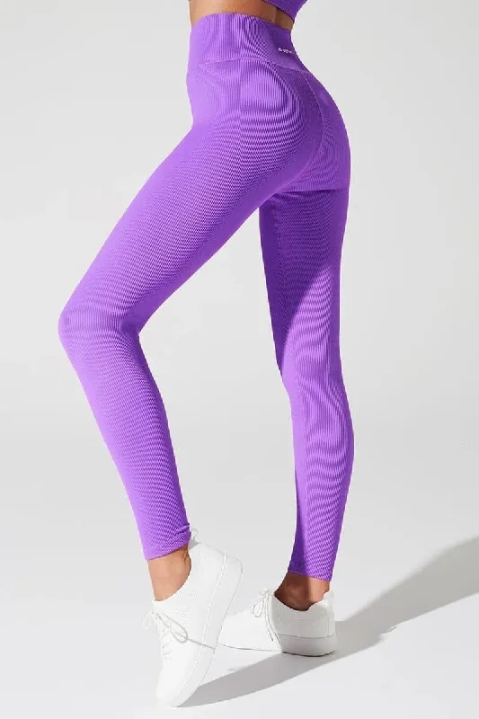 Bondi V Ribbed Legging - Deep Lilac