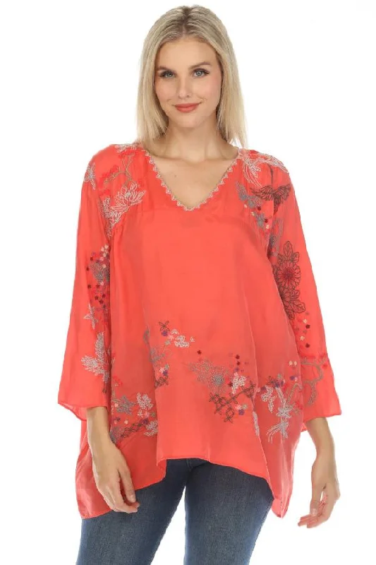 Johnny Was Biya Luciana Embroidered Tunic Top Boho Chic B24024