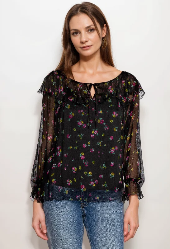 Johnny Was Jade Love Fernanda Peasant Silk Floral Blouse L18523 Boho Chic