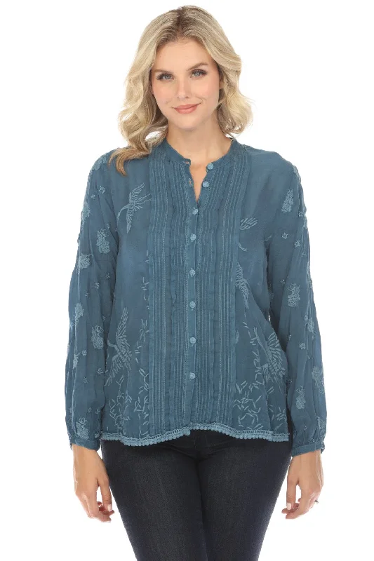 Johnny Was Lily Crane Embroidered Blouse Boho Chic C10223-O *