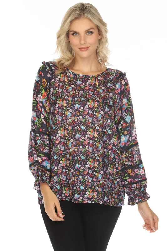 Johnny Was Nite Vale Floral Silk Top C16523B Boho Chic