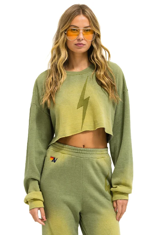 BOLT STITCH CROPPED CREW SWEATSHIRT RELAXED - FADED ARMY