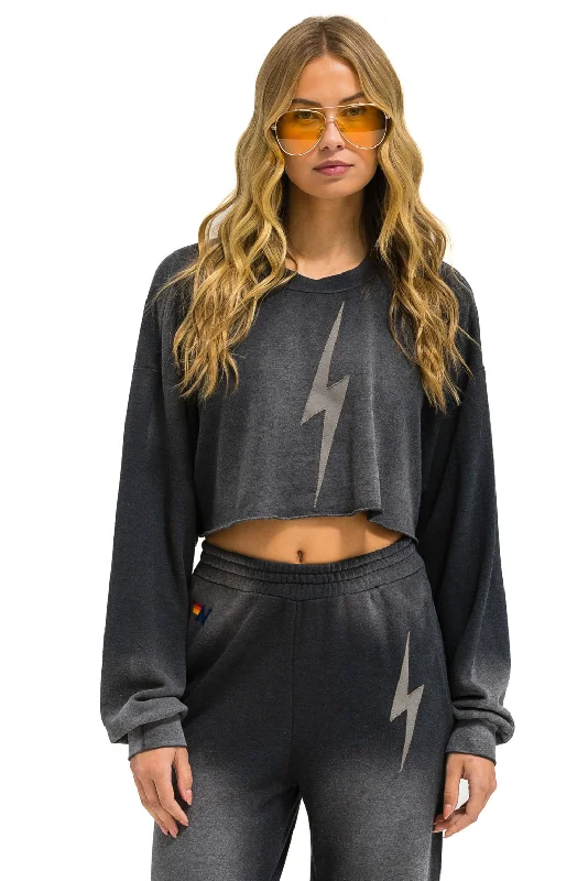 BOLT STITCH CROPPED CREW SWEATSHIRT RELAXED - FADED SMOKE