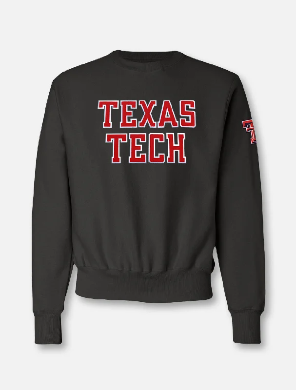 Champion Texas Tech "Rugged Football" Font Twill with Sleeve Print Reverse Weave