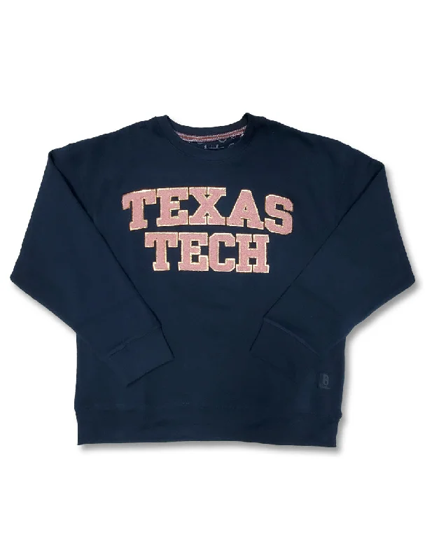 Press Box "Simply Chenille" Navy and Pink Crew Neck Fleece