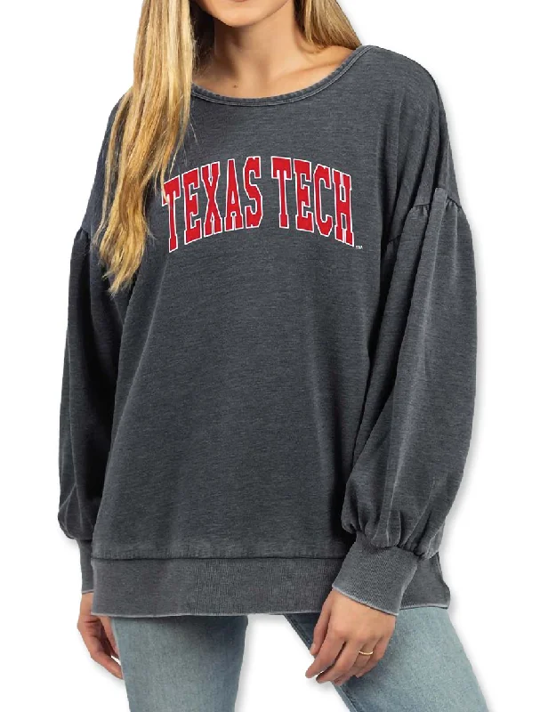 Texas Tech Chicka-d Tall Arch Outline Puff Sleeve Crew