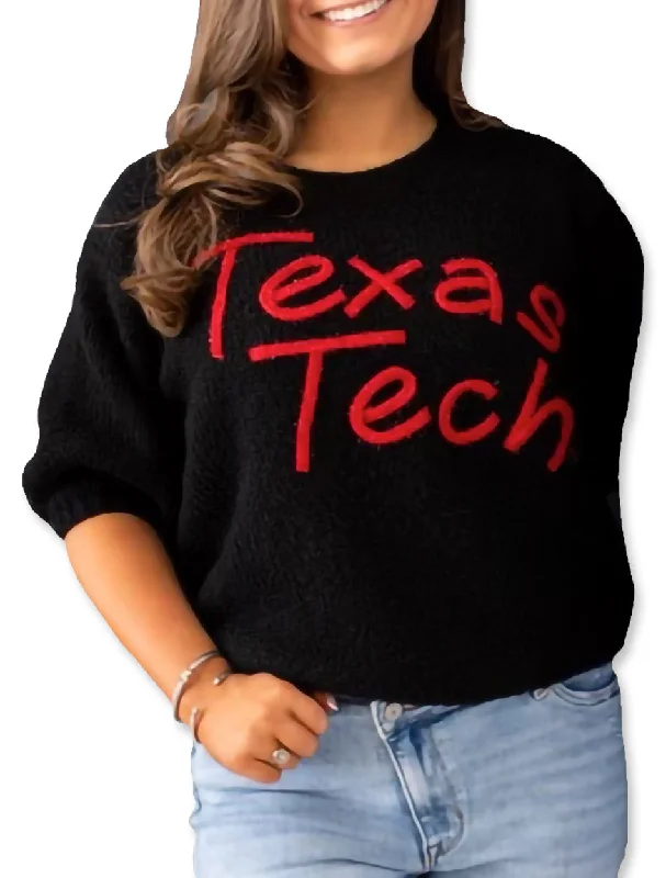 Texas Tech "Metallic Lettering" Balloon Sleeve WOMEN'S Sweater