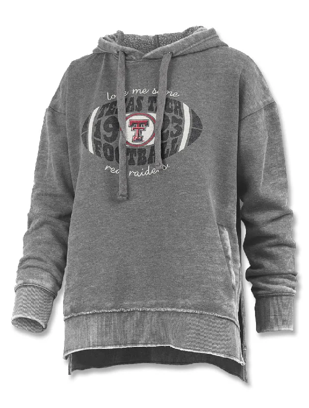 Texas Tech Press Box "Kensley" Crew Hi-Lo Raglan Fleece Hoodie