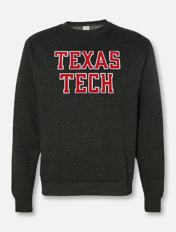 Texas Tech "Rugged Football" Font Twill with Sleeve Print Crew Sweatshirt