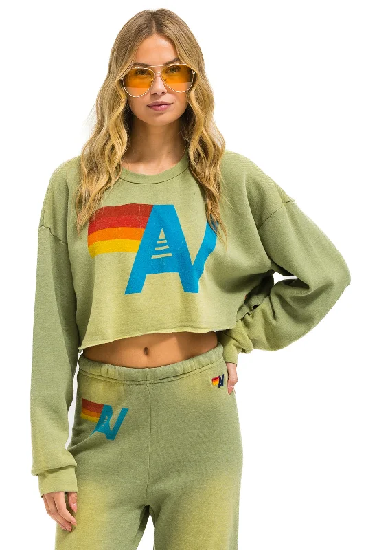 VINTAGE LOGO CROPPED CREW SWEATSHIRT RELAXED - FADED ARMY