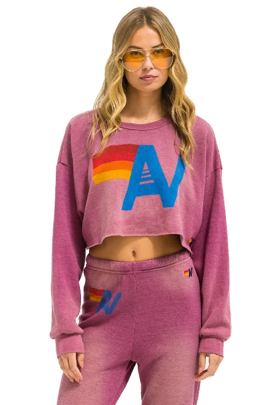 VINTAGE LOGO CROPPED CREW SWEATSHIRT RELAXED - FADED BERRY